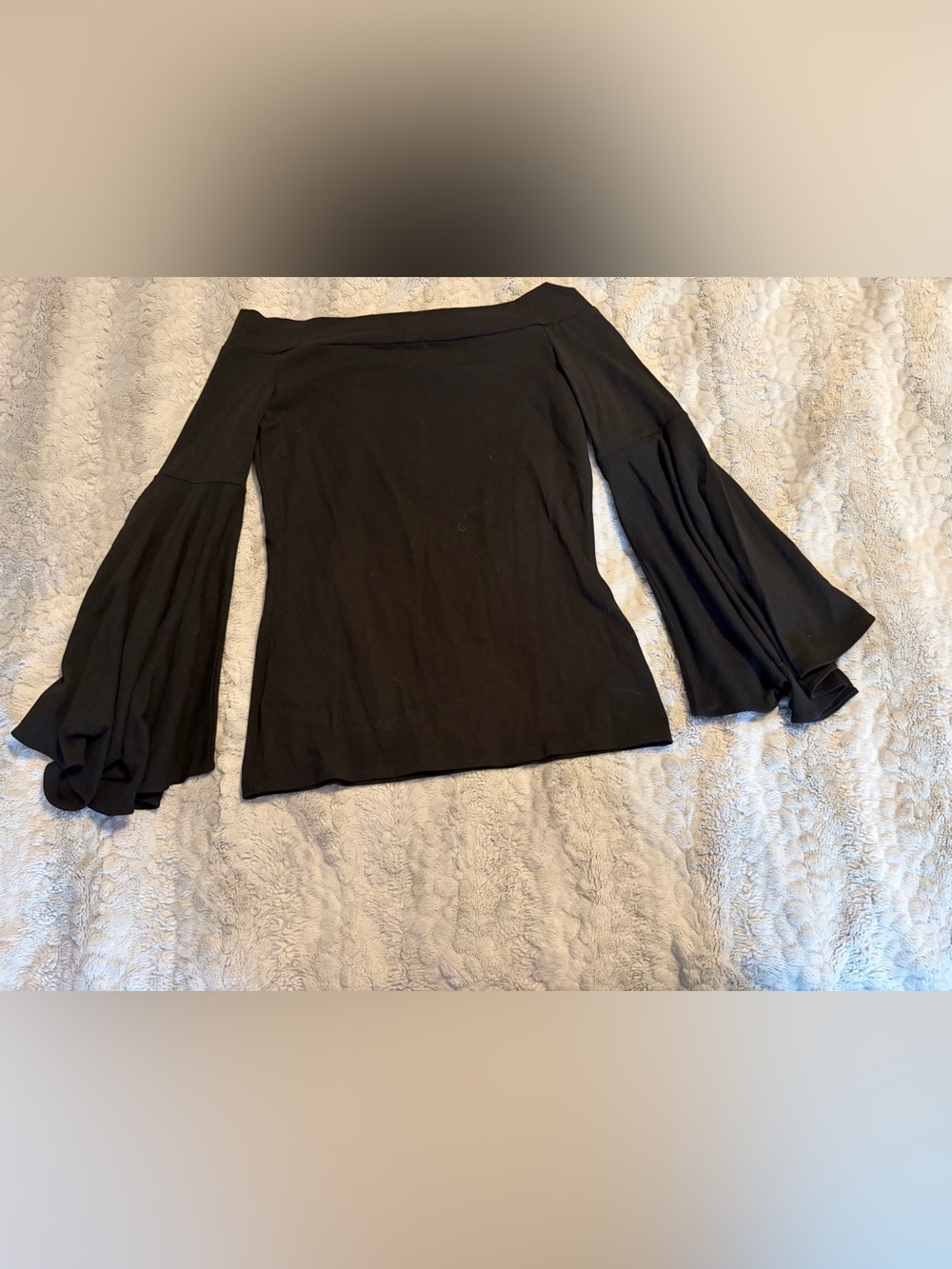 Express Black Off-The-Shoulder Bell Sleeve Tunic Top